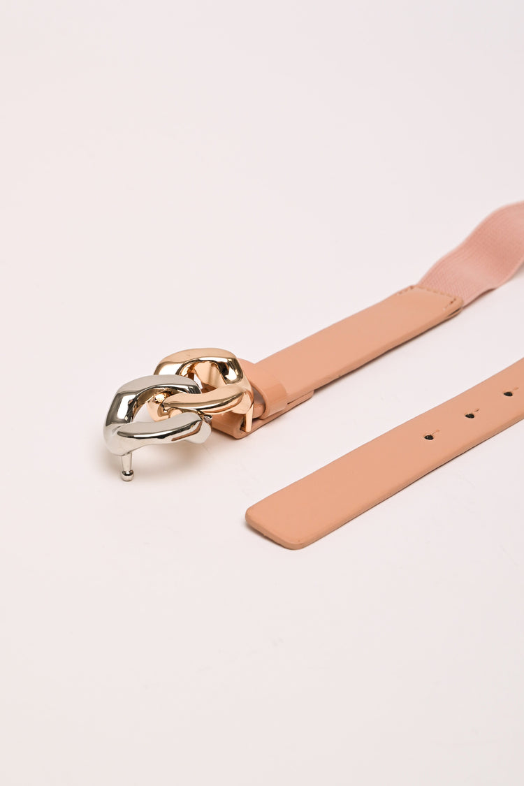 Cintura sottile elastica con fibbia intrecciata