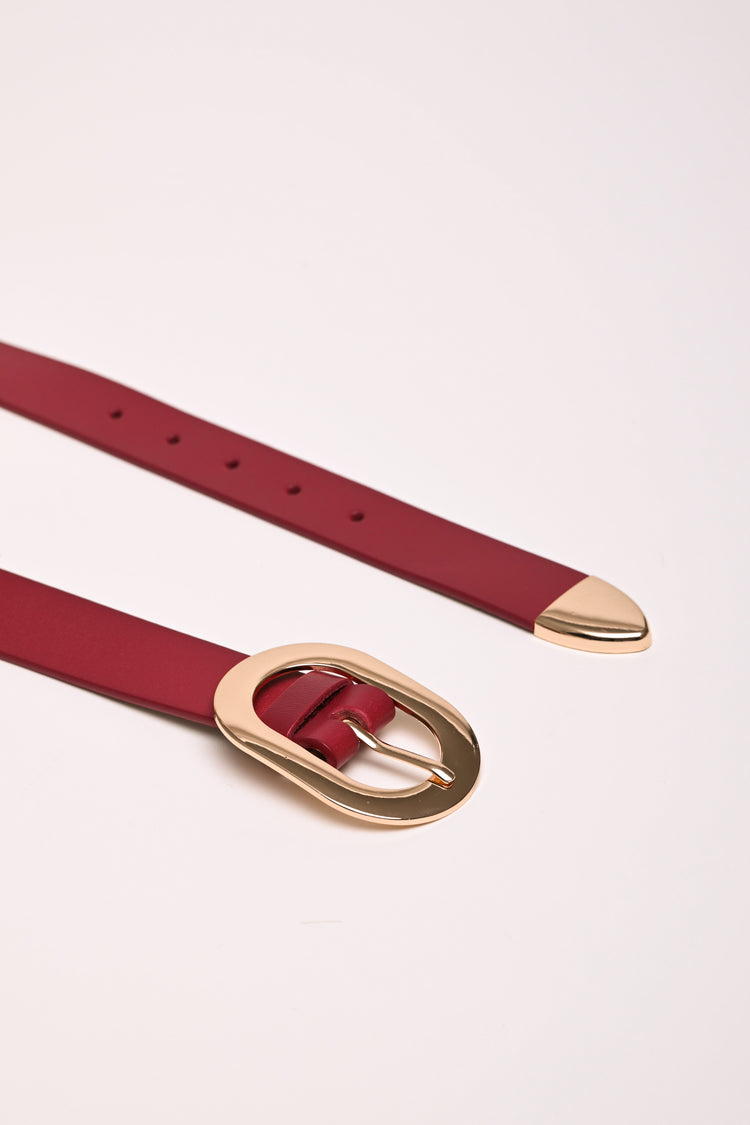 Cintura in pelle con fibbia ovale