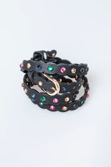 Cintura sottile ondulata con strass