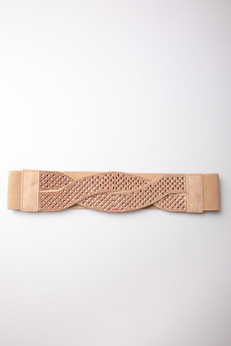 Cintura elastica con intreccio e strass