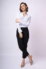 Pantaloni misto viscosa con spacchetti