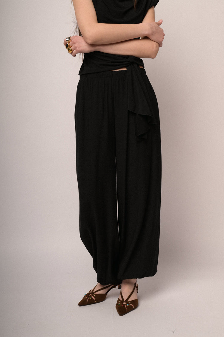 Pantaloni alla turca misto viscosa nero