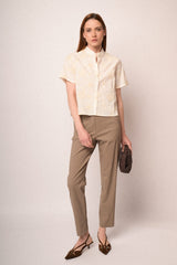 Pantaloni a vita alta con gamba dritta beige