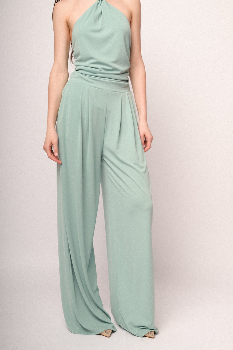 Pantaloni palazzo fluidi verde acqua