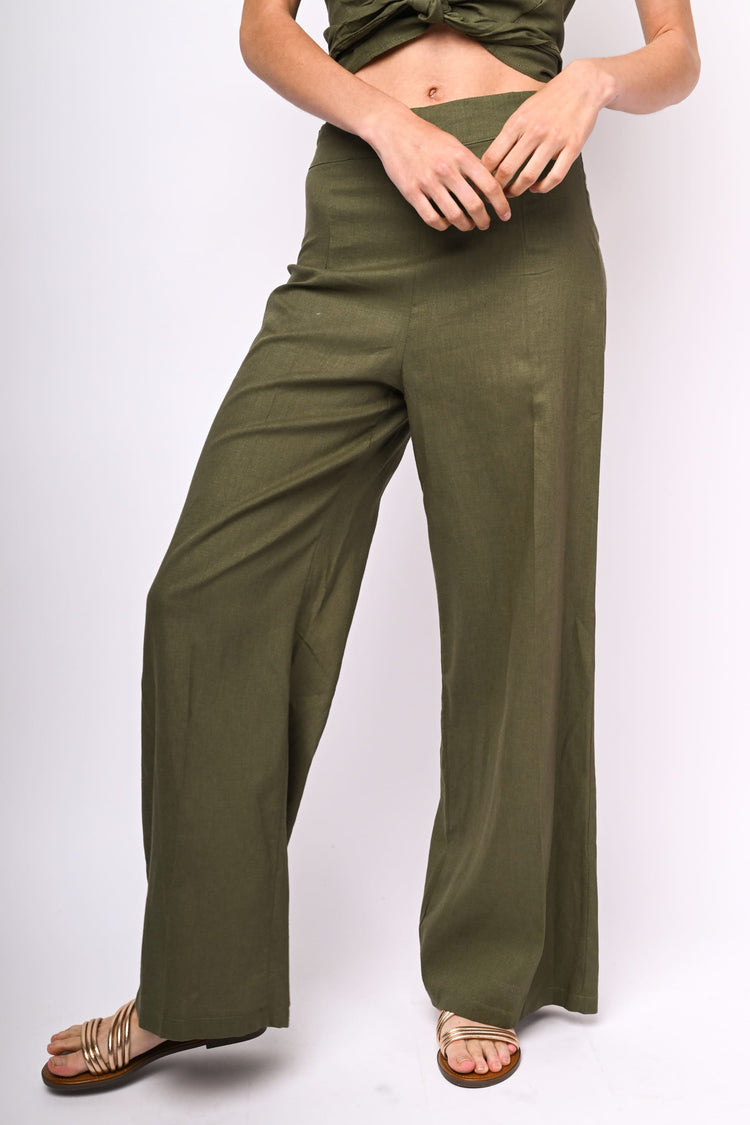 Pantaloni palazzo misto lino