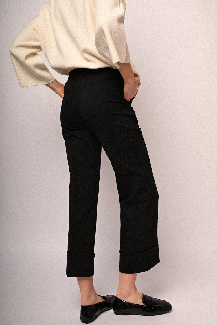 Pantaloni palazzo con risvolto