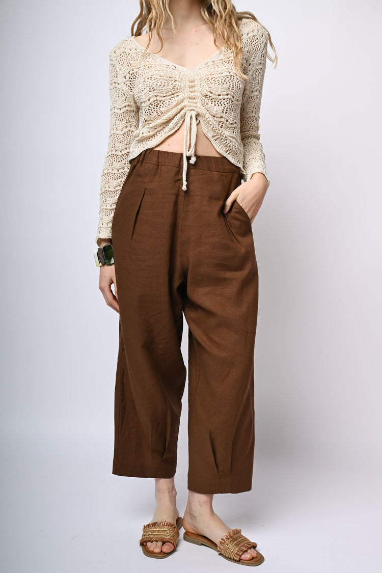 Pantaloni baggy in lino e viscosa