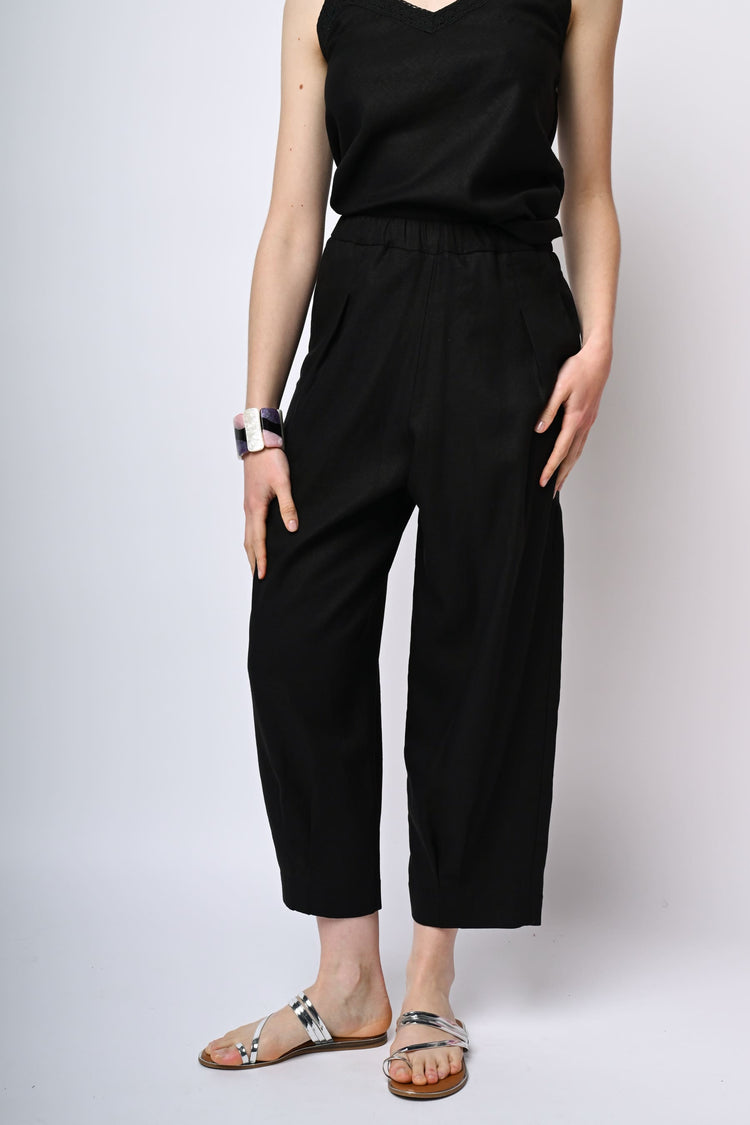 Pantaloni baggy in lino e viscosa