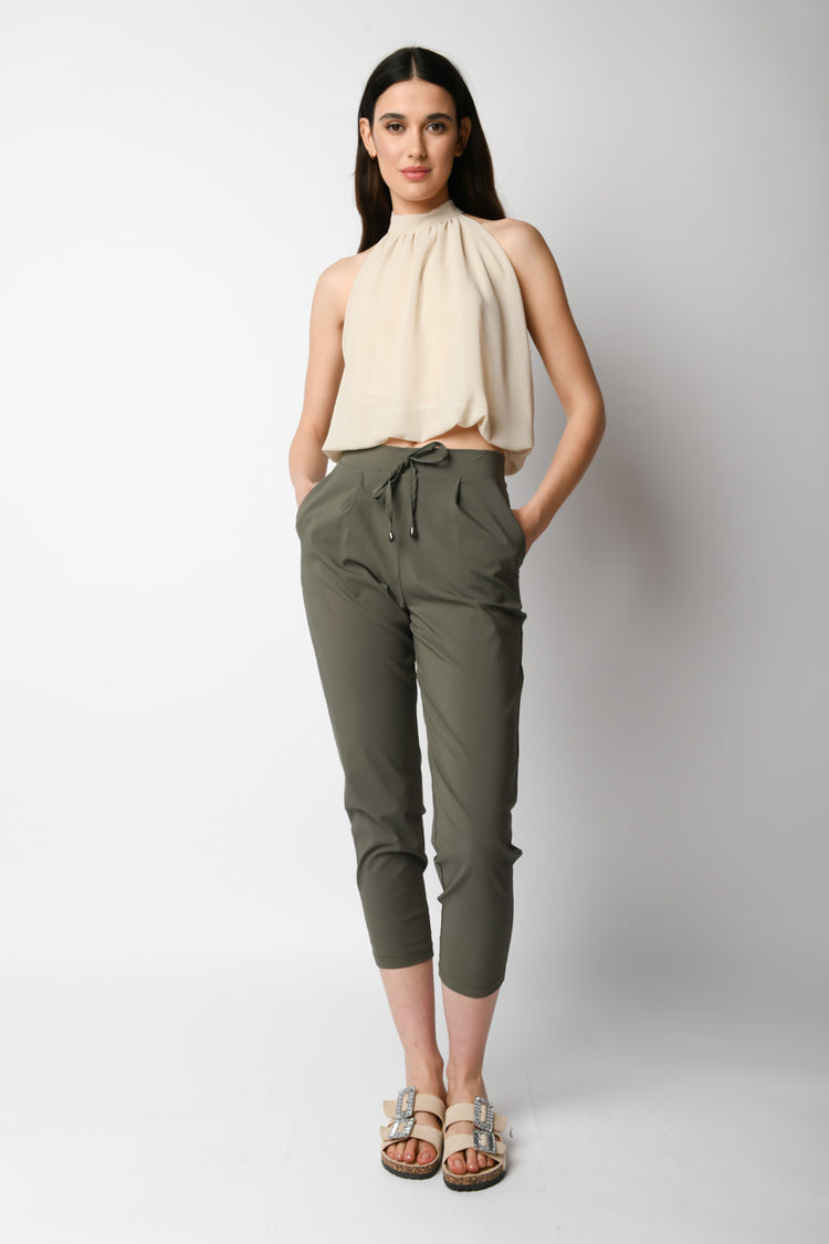 Pantaloni misto viscosa con coulisse