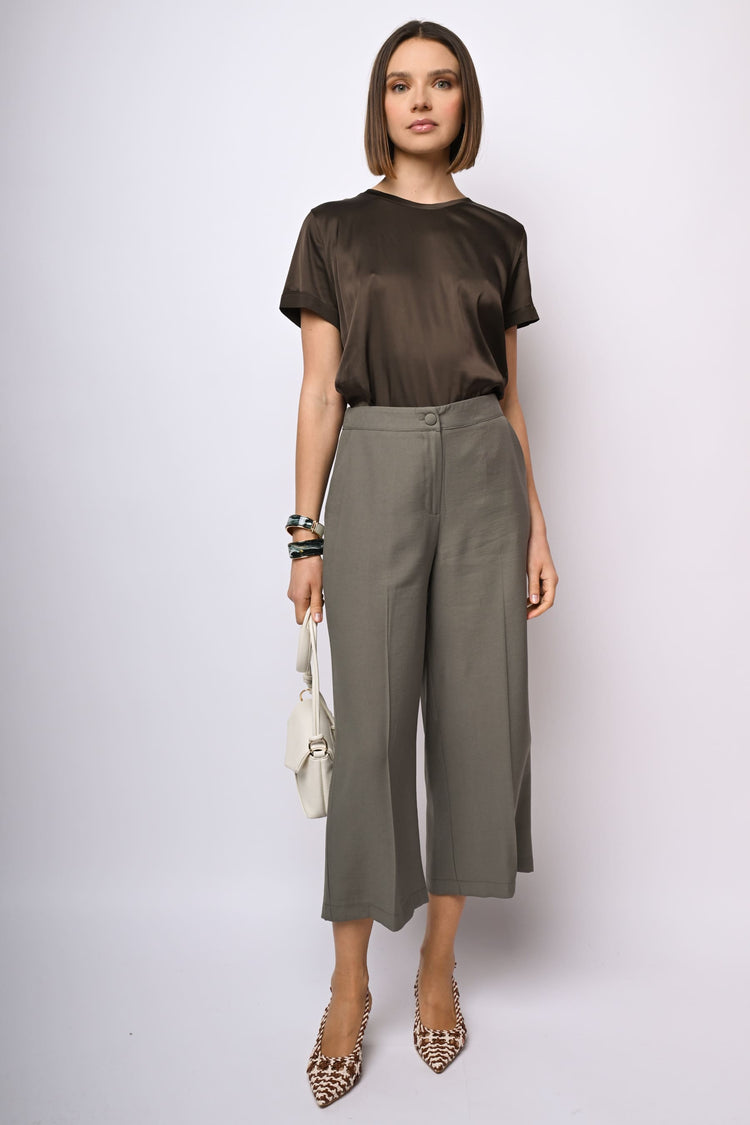 Pantaloni crop misto viscosa