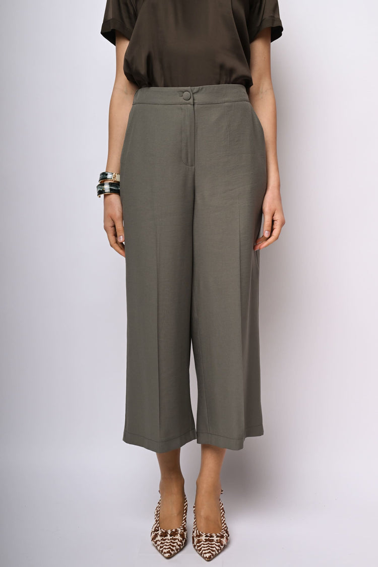Pantaloni crop misto viscosa