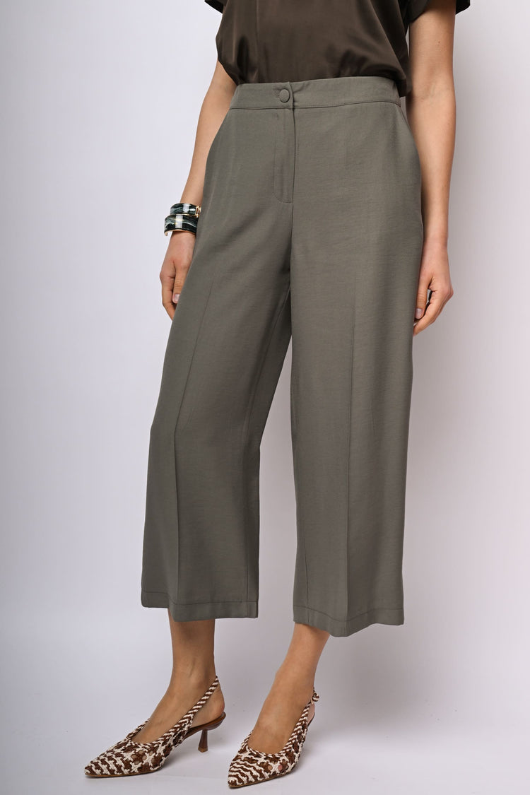 Pantaloni crop misto viscosa