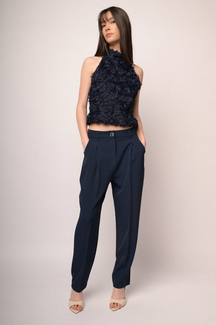 Pantaloni fluenti a carota blu