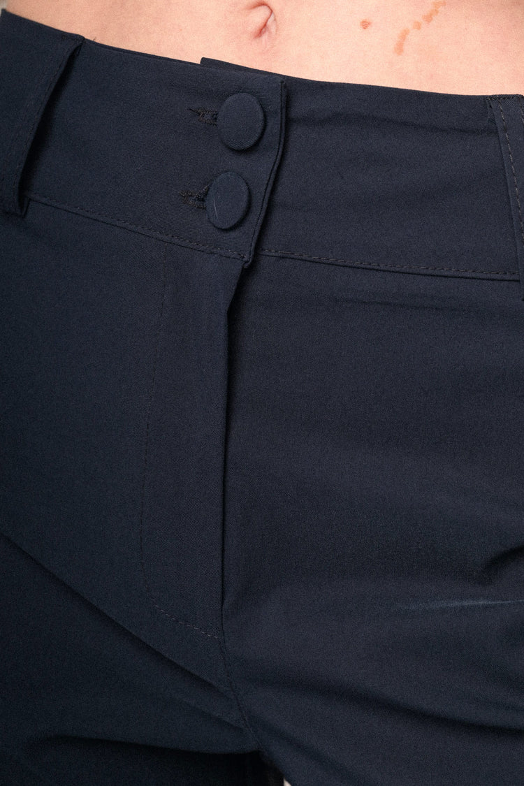 Pantaloni slim-fit misto viscosa blu con risvolto