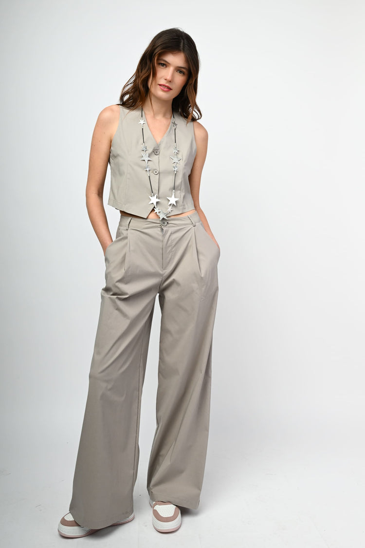 Pantaloni palazzo misto viscosa
