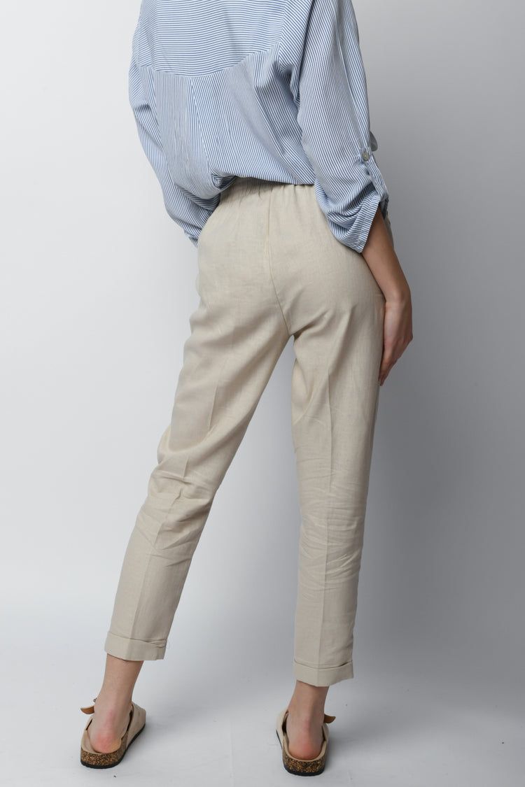 Pantaloni baggy misto lino