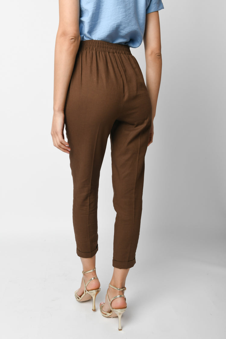Pantaloni baggy misto lino