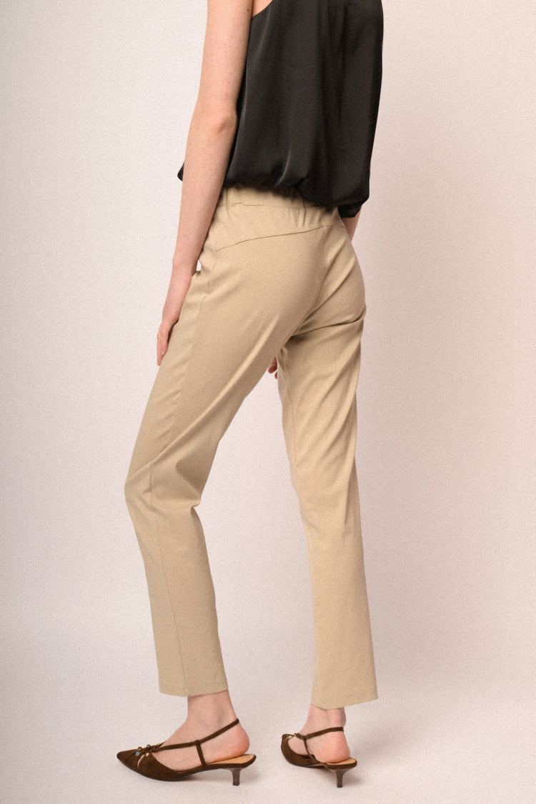 Pantaloni push-up misto viscosa beige
