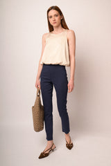 Pantaloni push-up misto viscosa blu