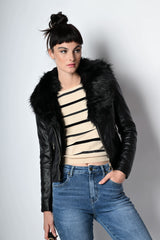 Giacca in similpelle e faux fur