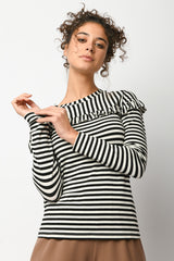 Top a righe con rouches