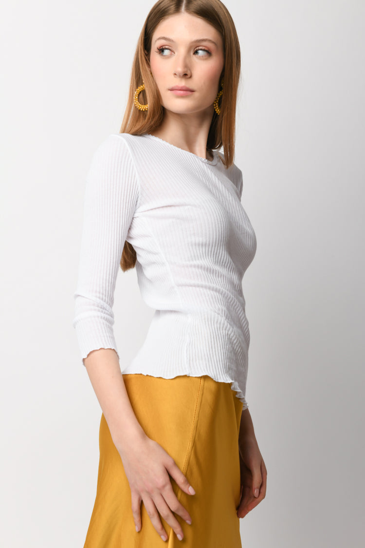 Top in cotone a costine