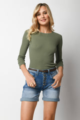 Top in cotone a costine