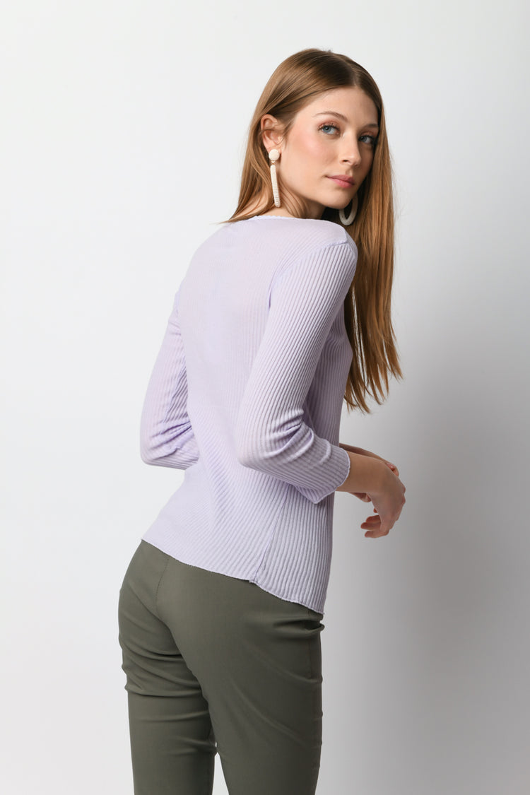 Top in cotone a costine