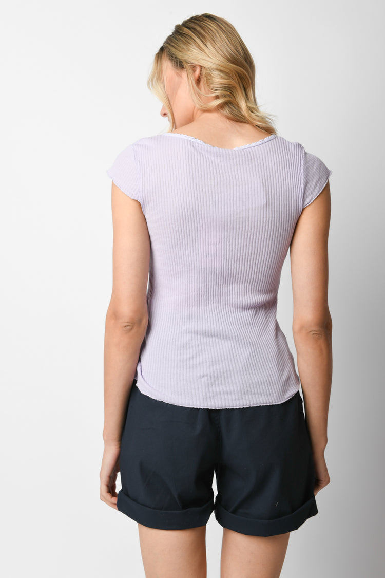 Top in cotone a costine