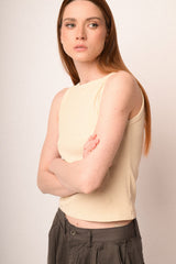 Canotta basic in cotone giallo burro