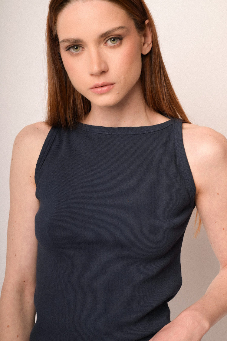 Canotta basic in cotone blu