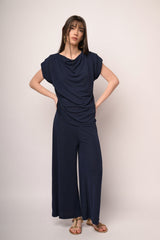 Pantaloni culotte crop blu