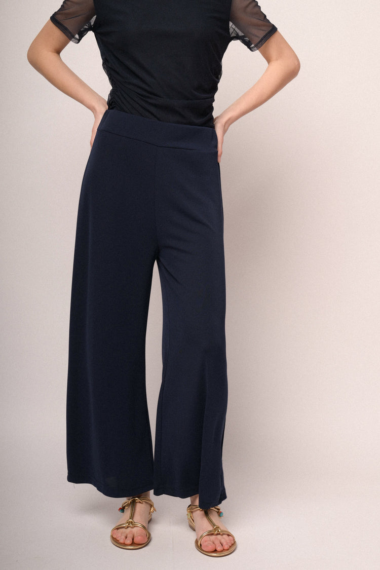 Pantaloni culotte crop blu