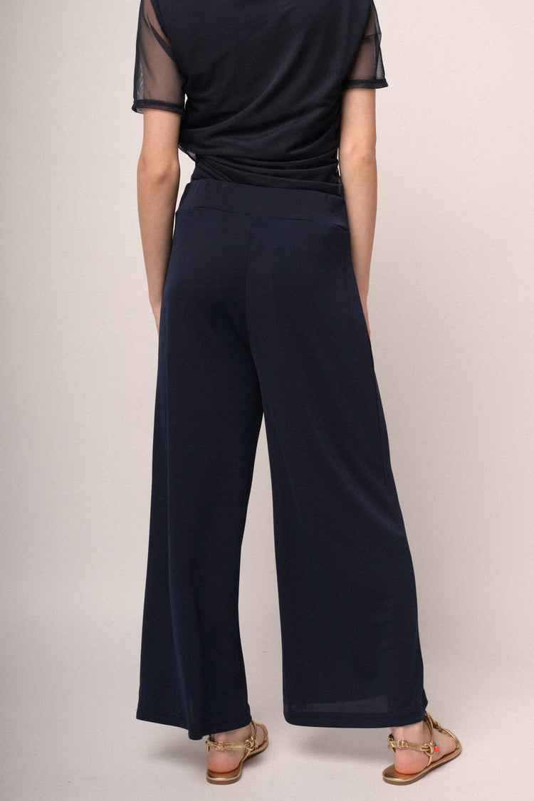 Pantaloni culotte crop blu