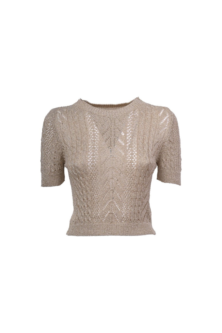 Top crop in maglia crochet lurex