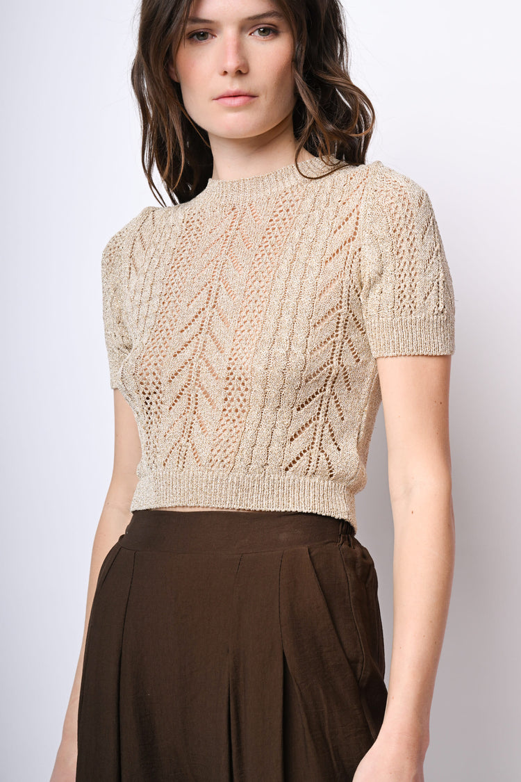 Top crop in maglia crochet lurex