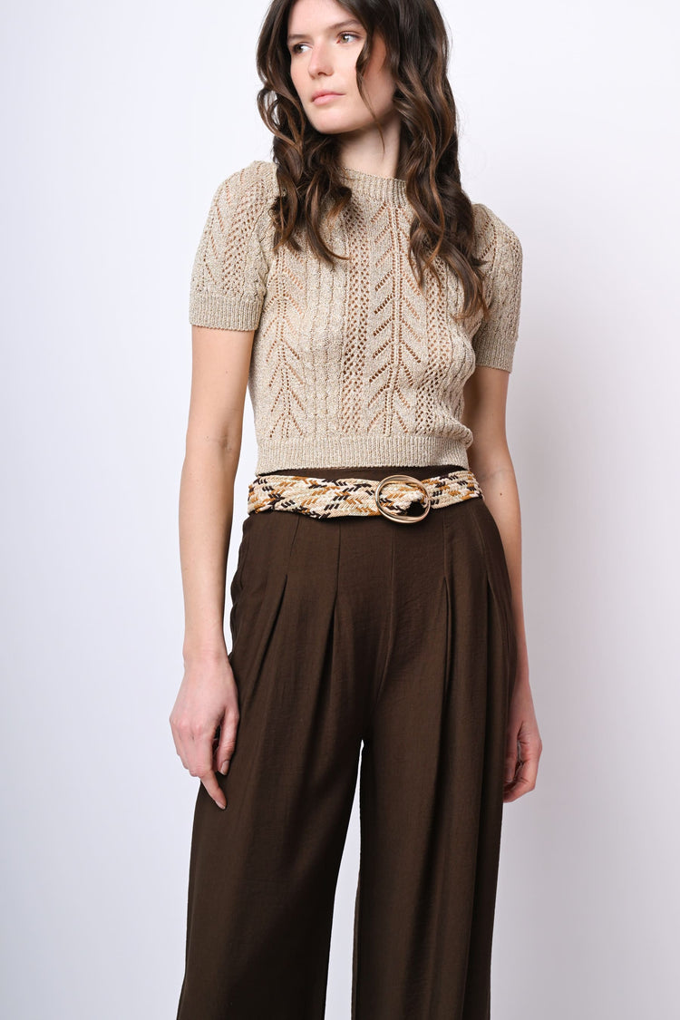 Top crop in maglia crochet lurex