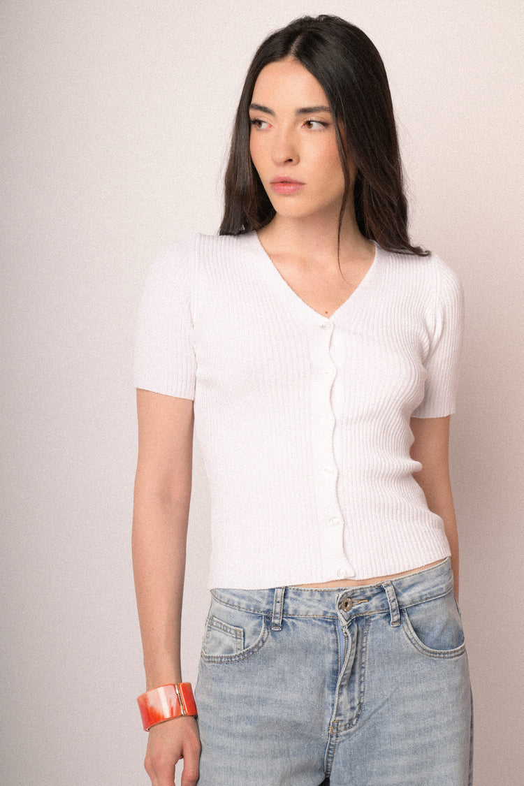 Cardigan manica corta bianco