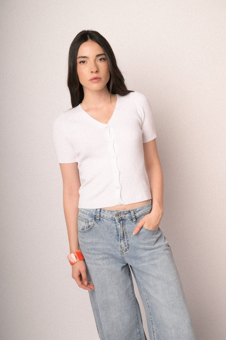 Cardigan manica corta bianco