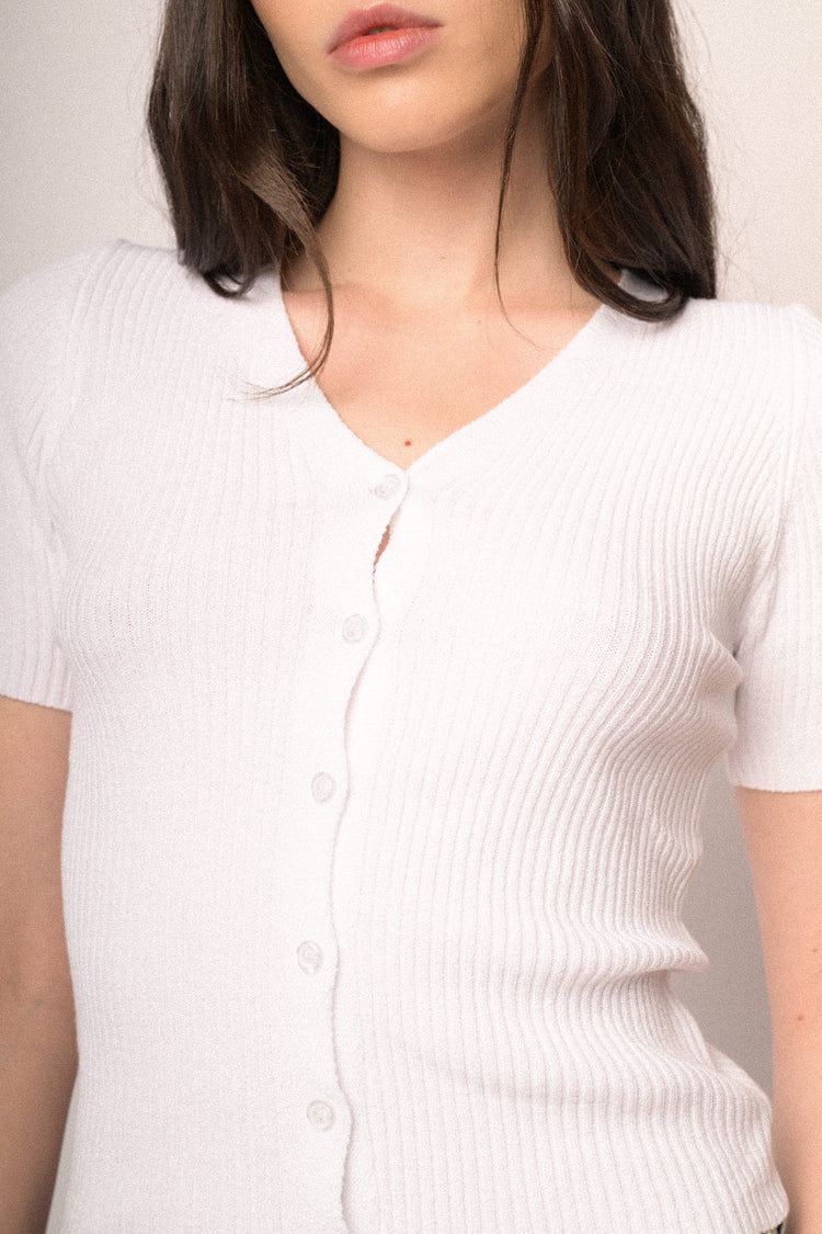 Cardigan manica corta bianco