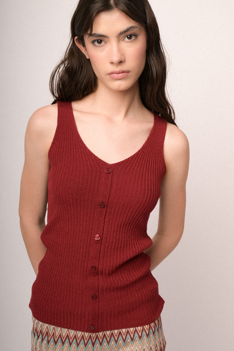 Top in maglia rosso