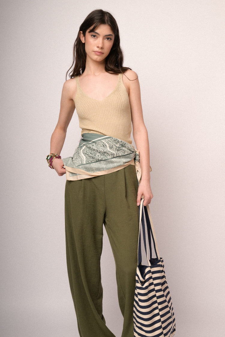 Top in maglia lurex beige