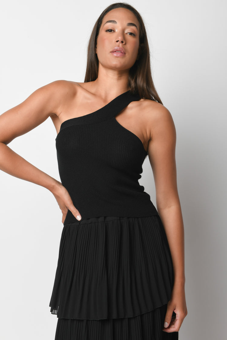 Top crop monospalla in maglia