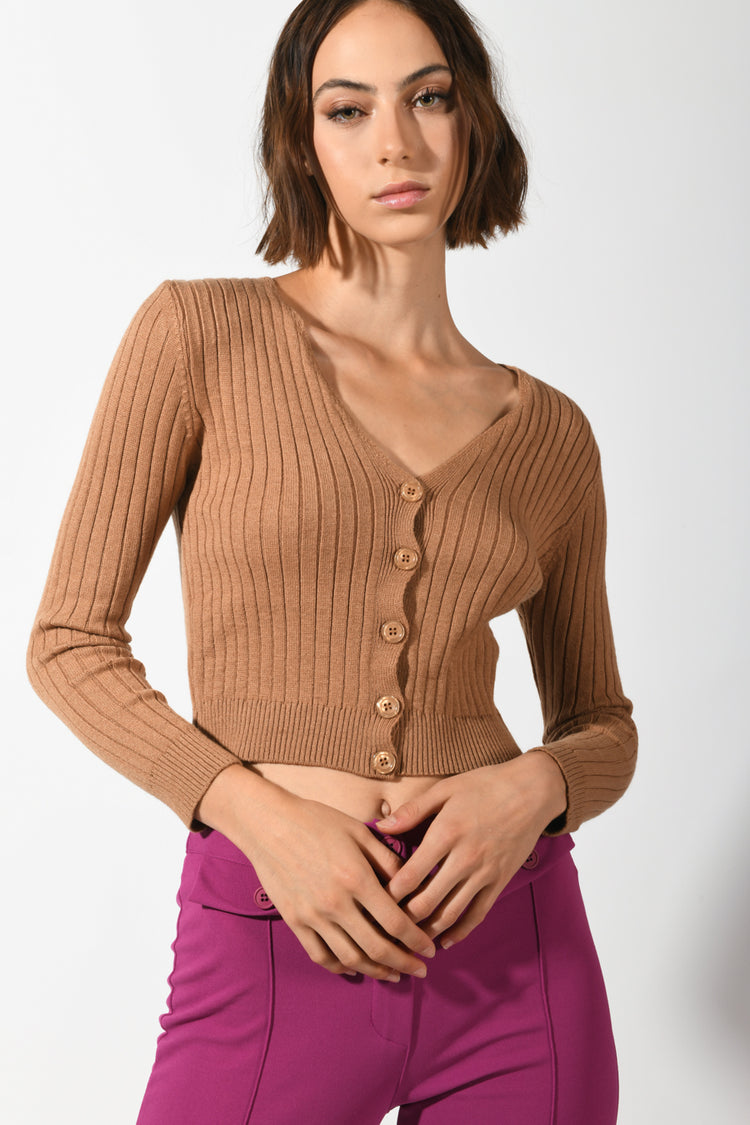 Cardigan crop a costine