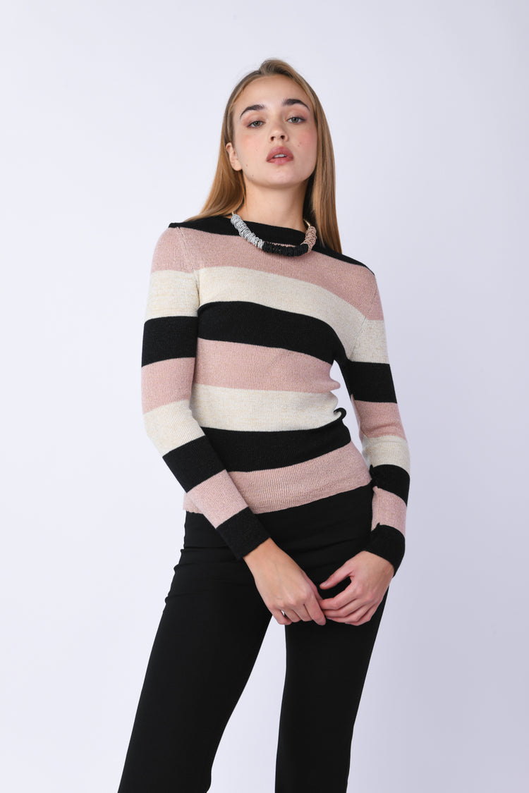 Pull a righe lurex