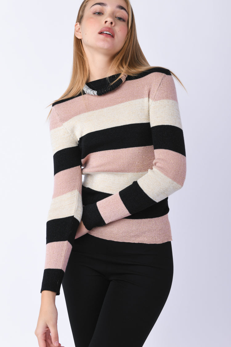 Pull a righe lurex