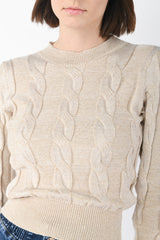 Pull a trecce in maglia lurex