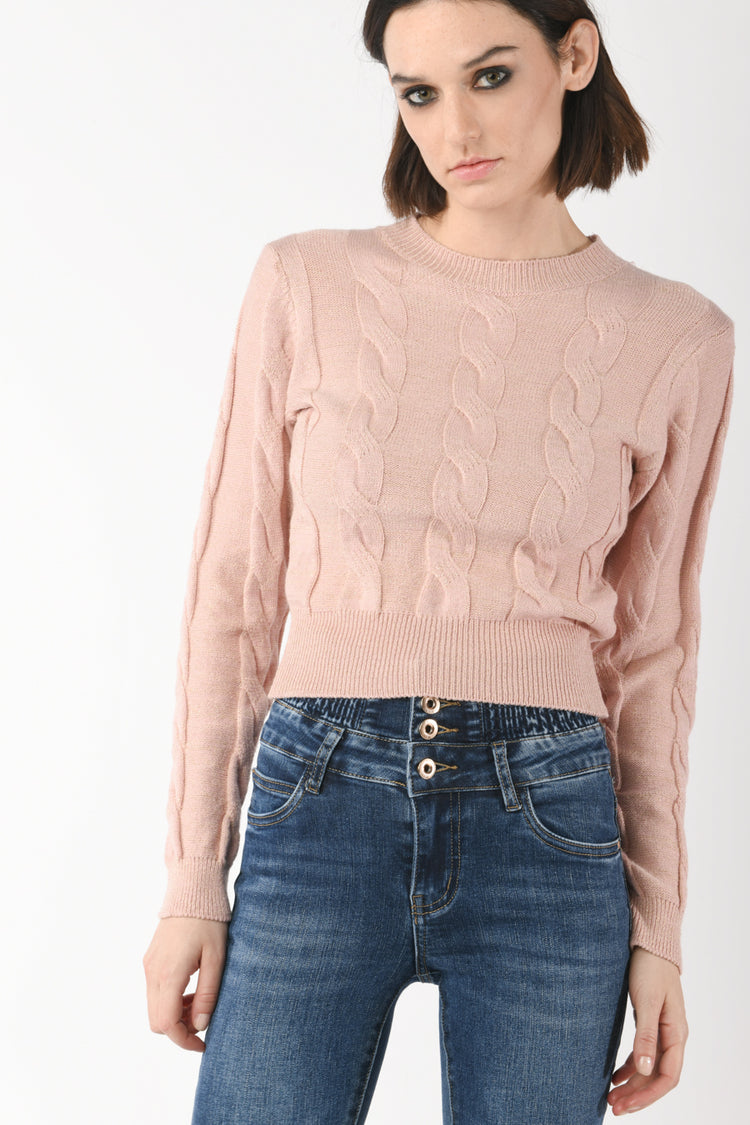 Pull a trecce in maglia lurex