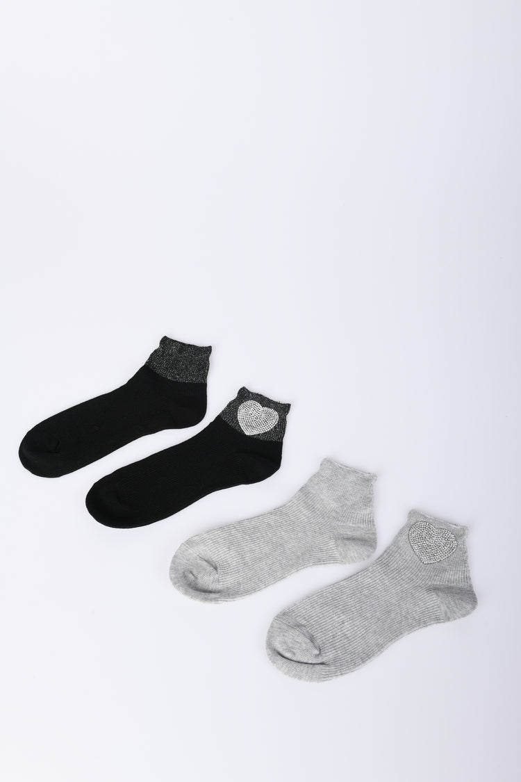 Set di due paia di calzini con cuore