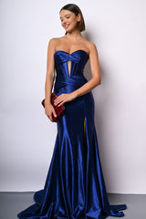 Abito da sera in raso a bustier